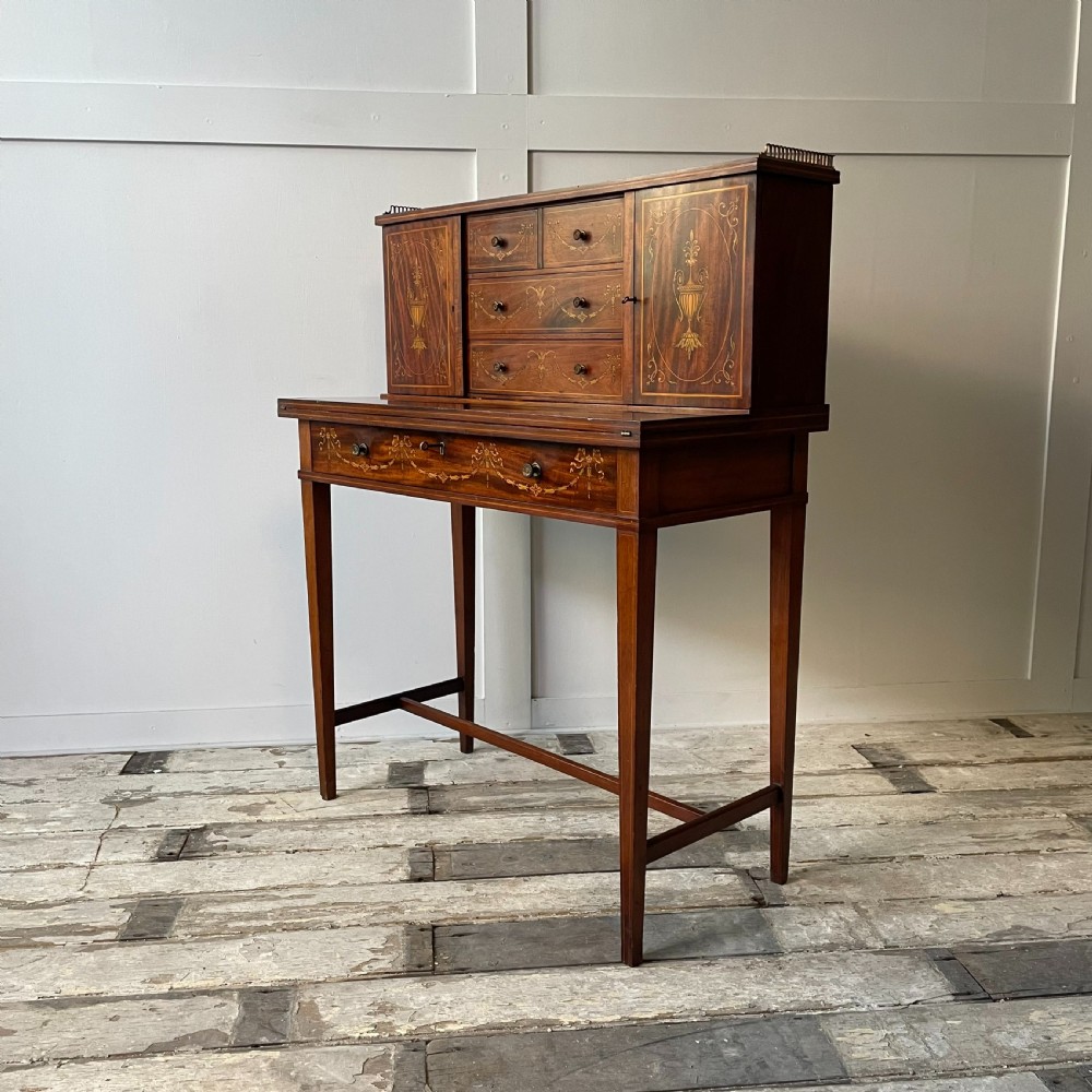 Edwardian Mahogany Inlaid Ladies Writing Desk View XI