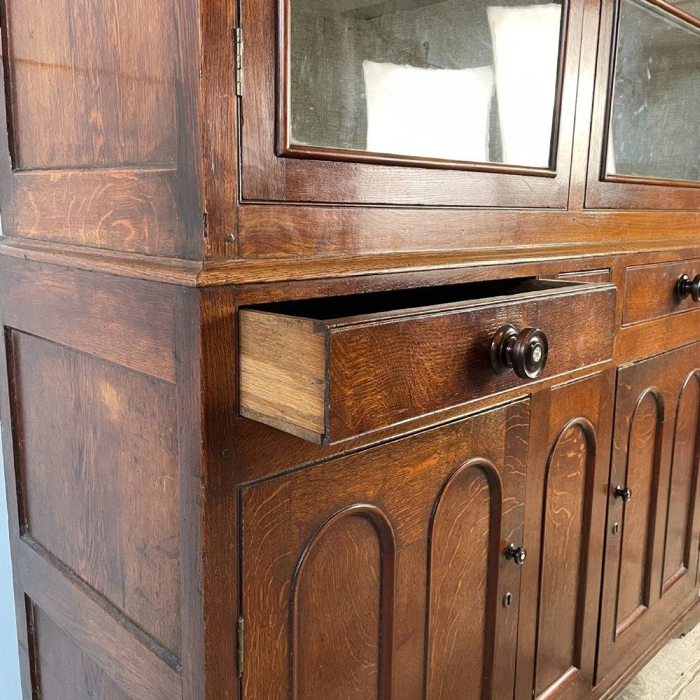 19th C. Welsh Oak Glazed Kitchen Cupboard View II