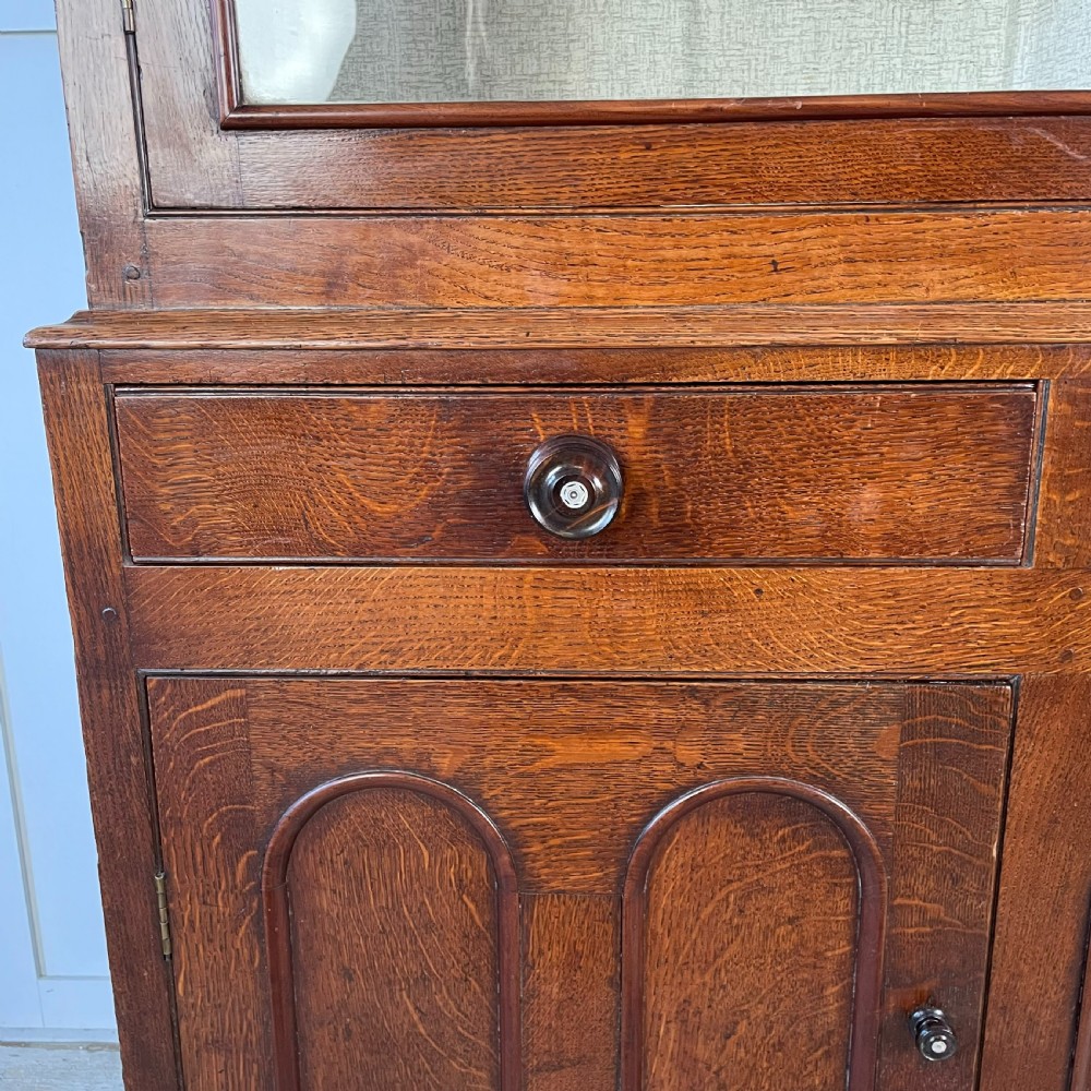 19th C. Welsh Oak Glazed Kitchen Cupboard View X