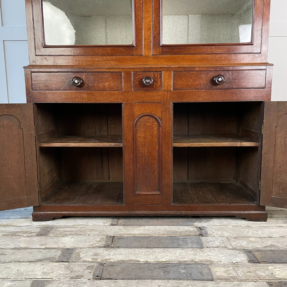 19th C. Welsh Oak Glazed Kitchen Cupboard View XI