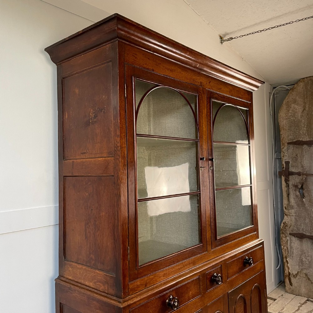 19th C. Welsh Oak Glazed Kitchen Cupboard View XV
