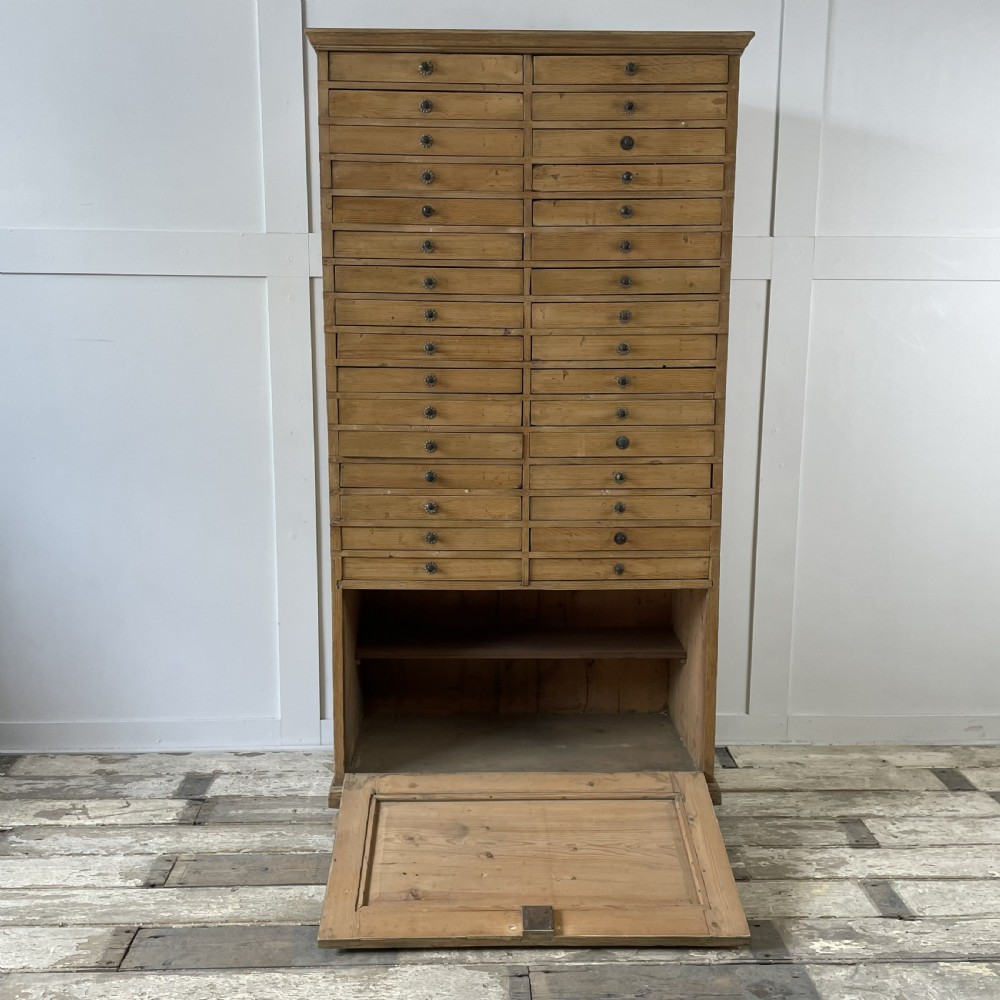 Early 20th C. Pine Bank of Drawers View II