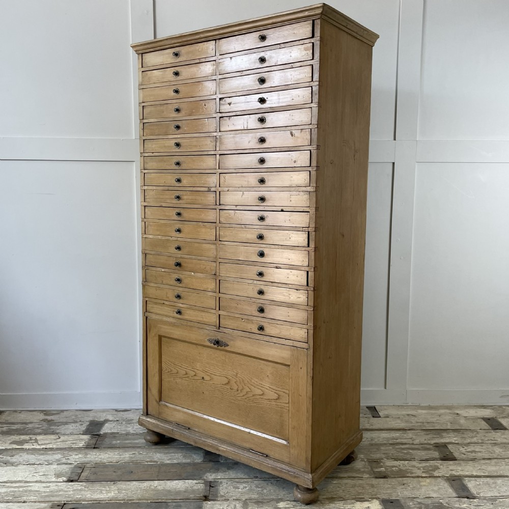 Early 20th C. Pine Bank of Drawers View III