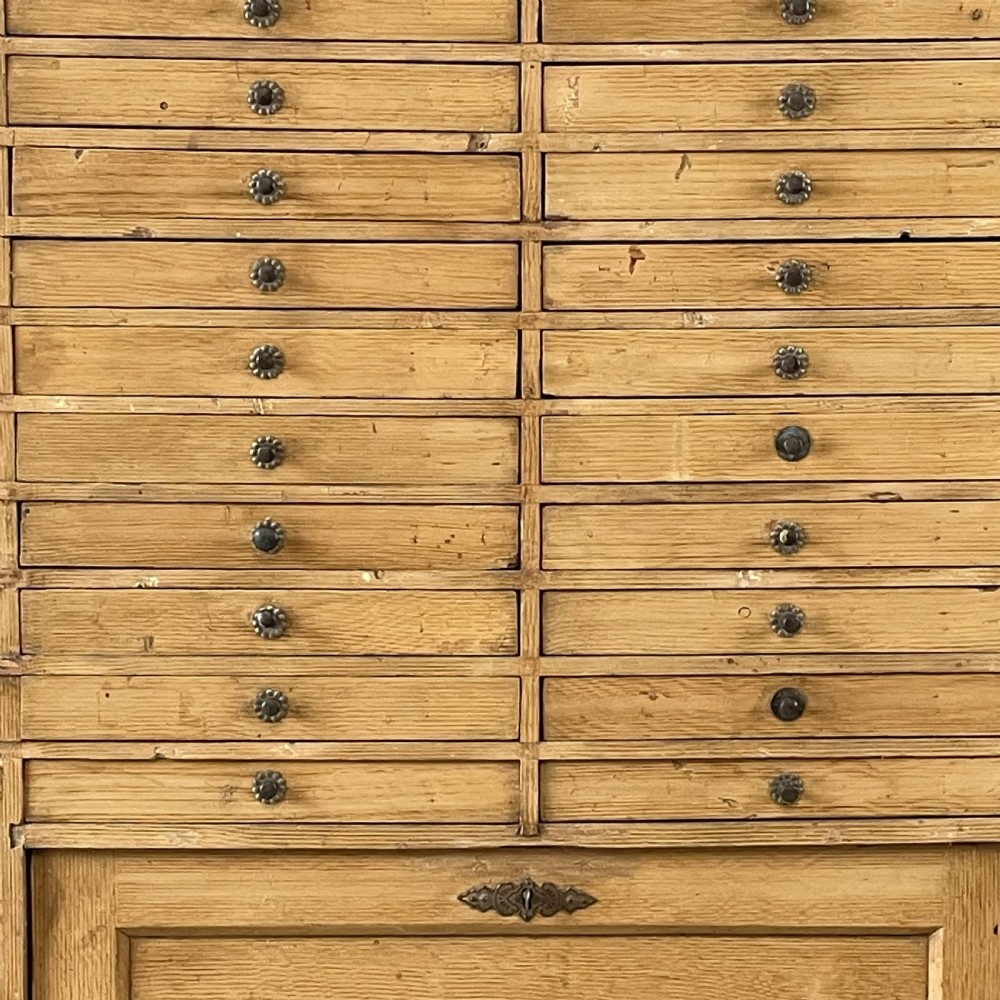 Early 20th C. Pine Bank of Drawers View IV