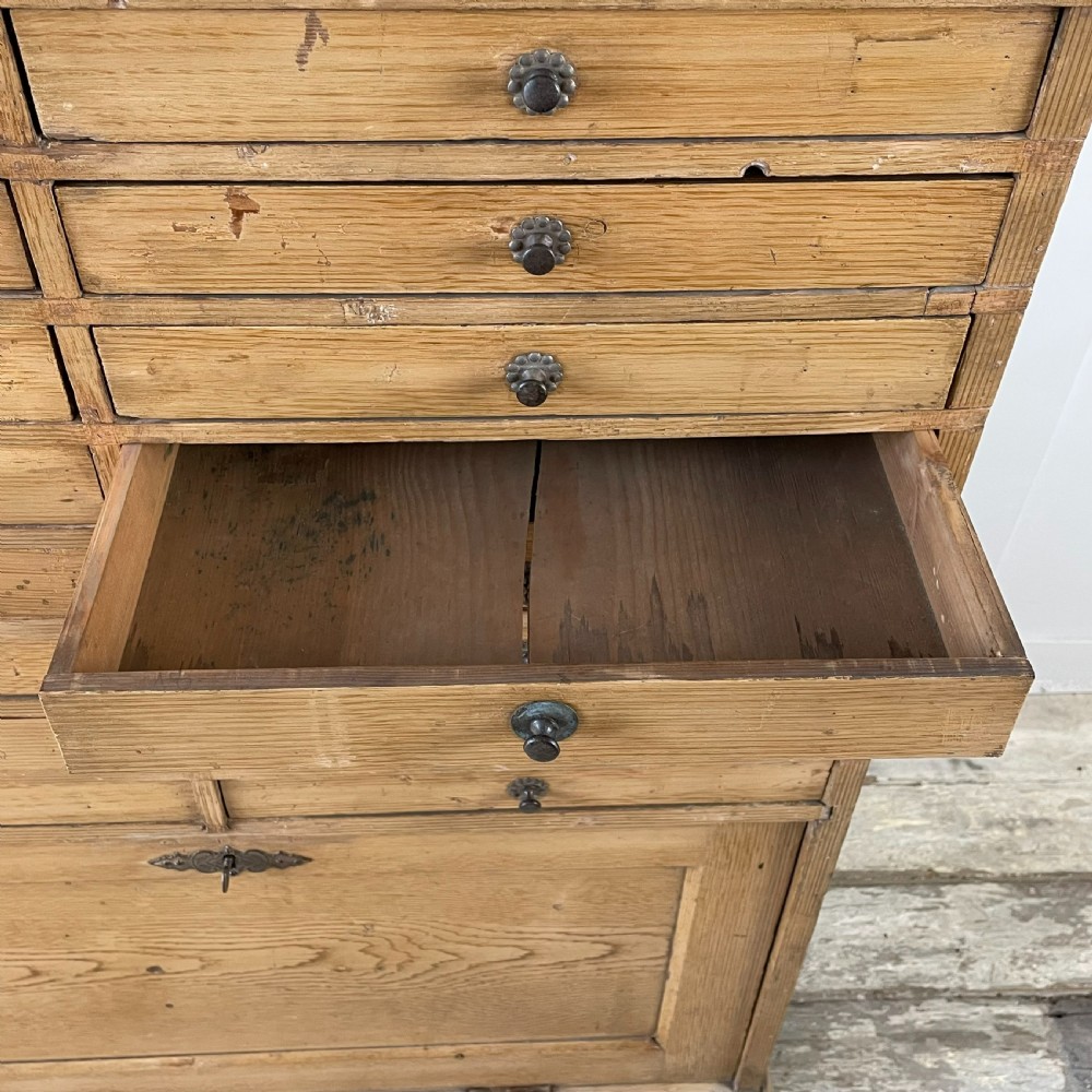 Early 20th C. Pine Bank of Drawers View VI