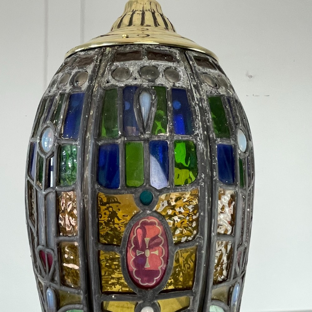 Victorian Stained Glass Pendant Light View II