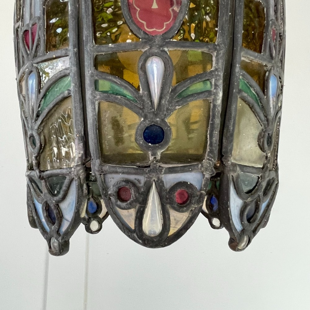 Victorian Stained Glass Pendant Light View III