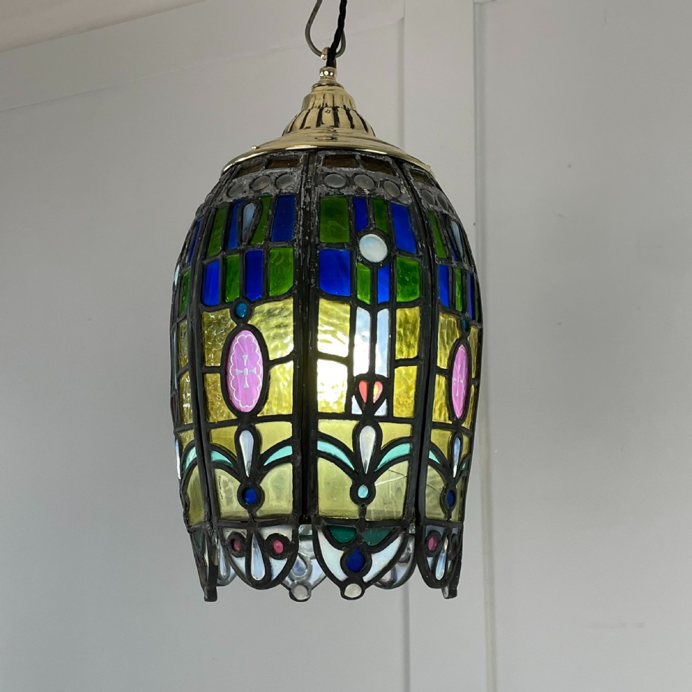 Victorian Stained Glass Pendant Light View IV