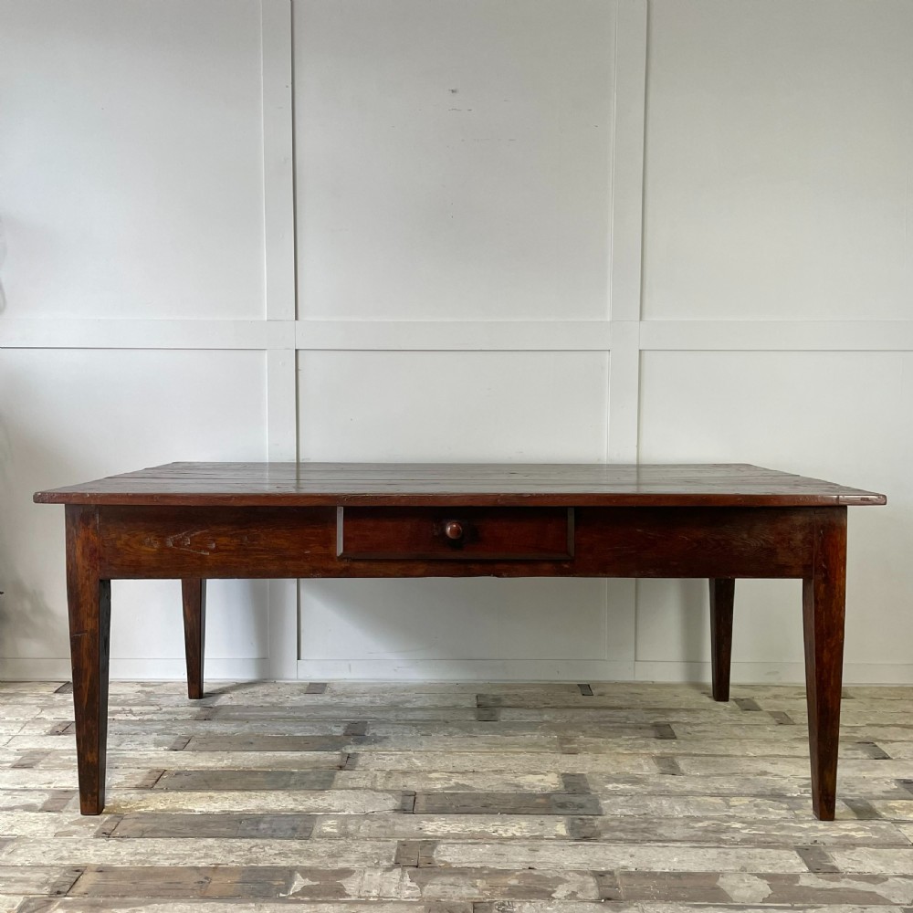 Early 19th C. French Oak & Elm Kitchen Table View II