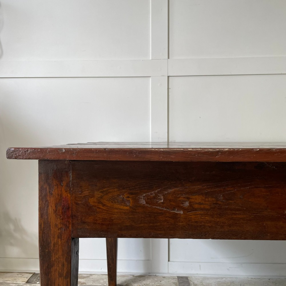 Early 19th C. French Oak & Elm Kitchen Table View IV