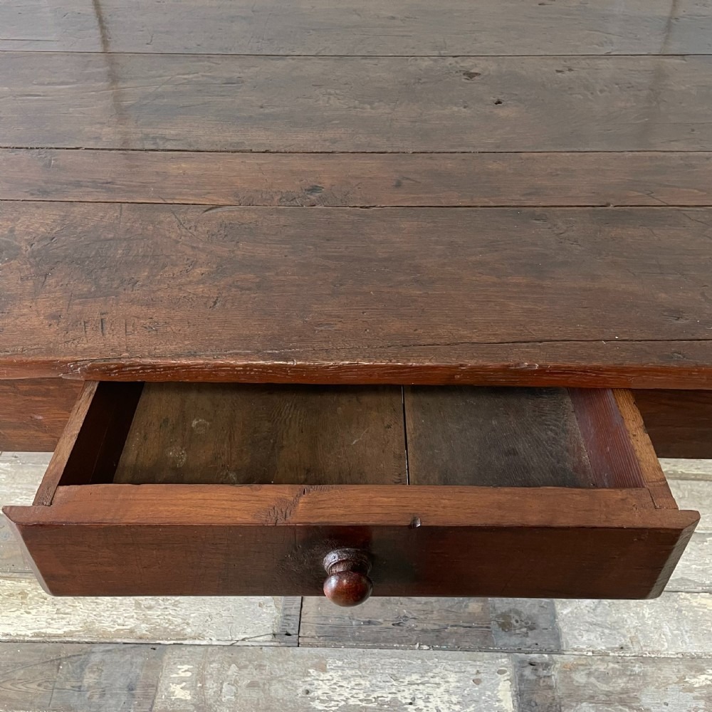 Early 19th C. French Oak & Elm Kitchen Table View VI