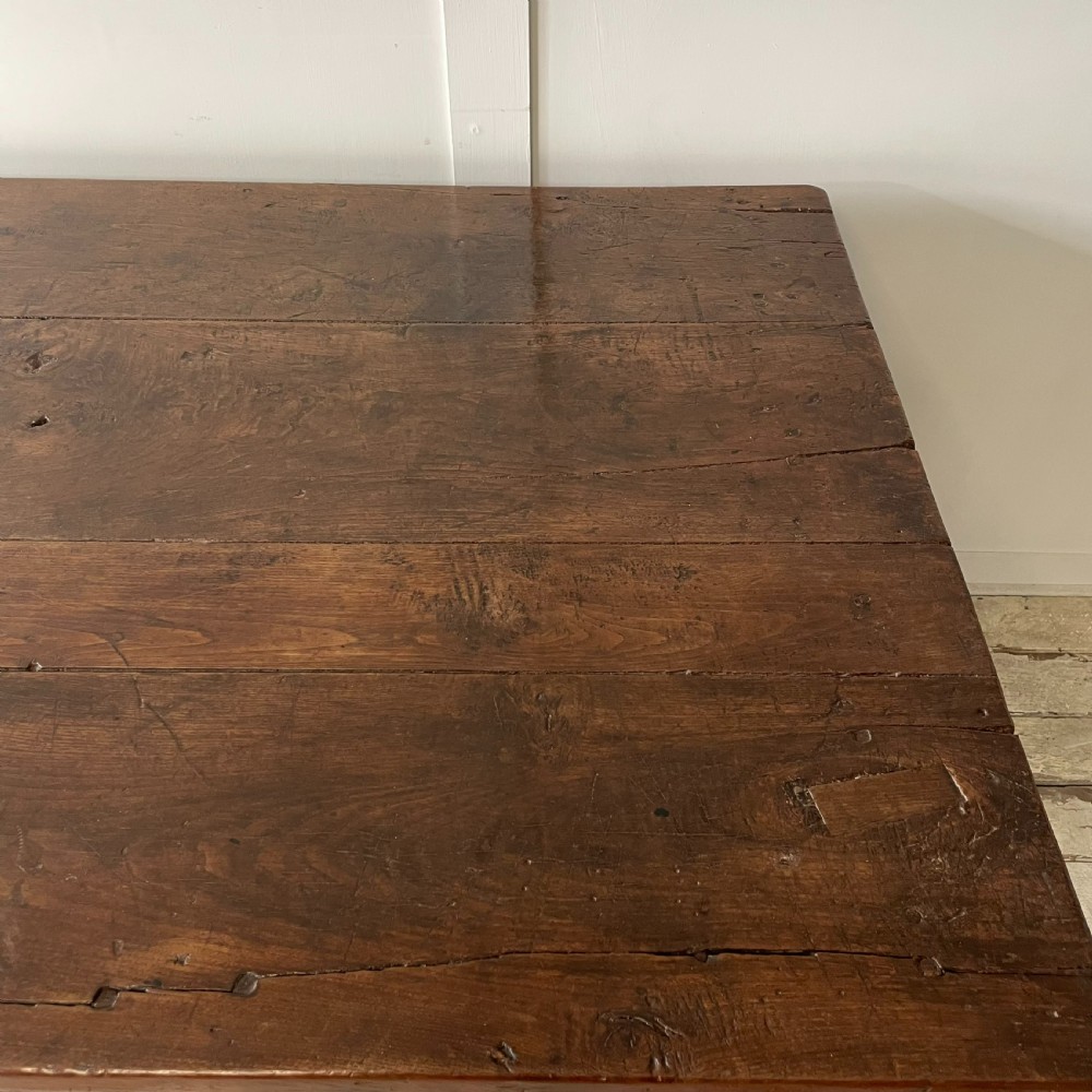 Early 19th C. French Oak & Elm Kitchen Table View X