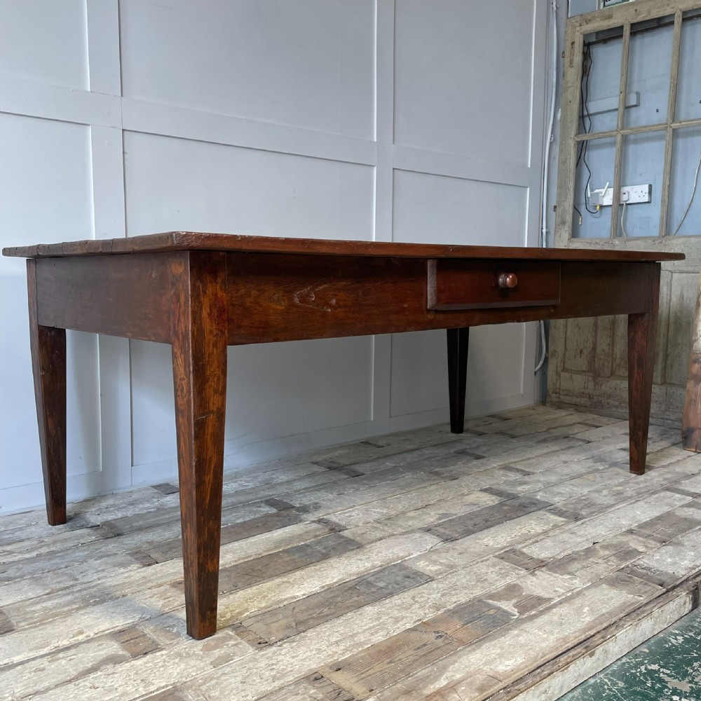 Early 19th C. French Oak & Elm Kitchen Table View XIV