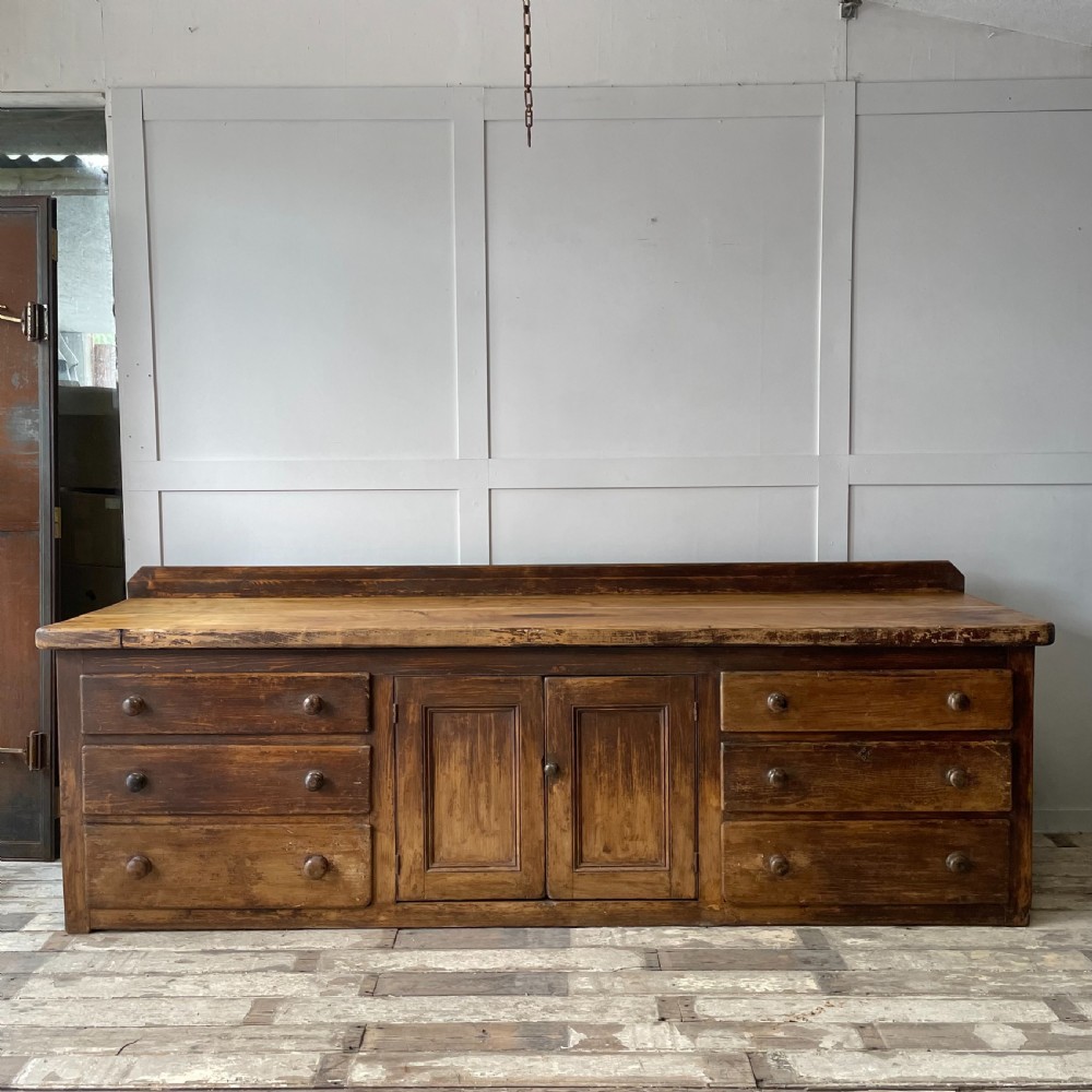 19th C. Pine & Sycamore Kitchen Prep Sideboard View II