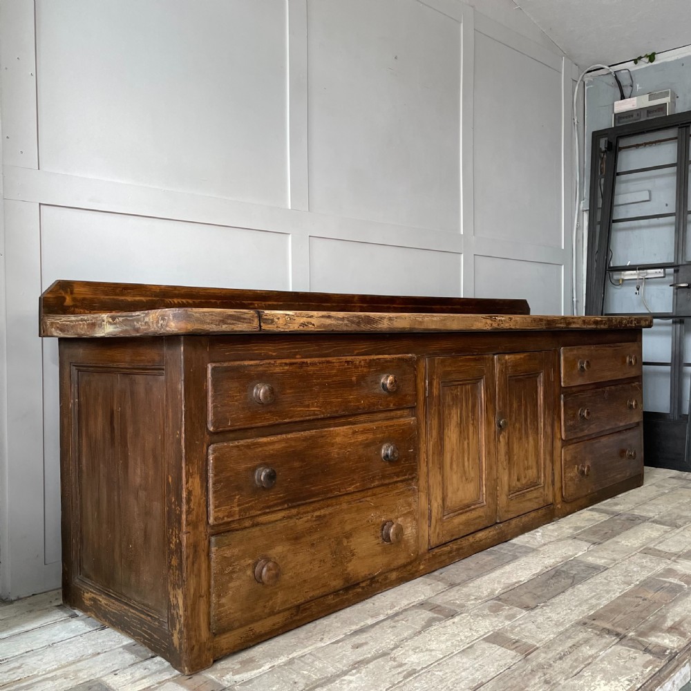 19th C. Pine & Sycamore Kitchen Prep Sideboard View III