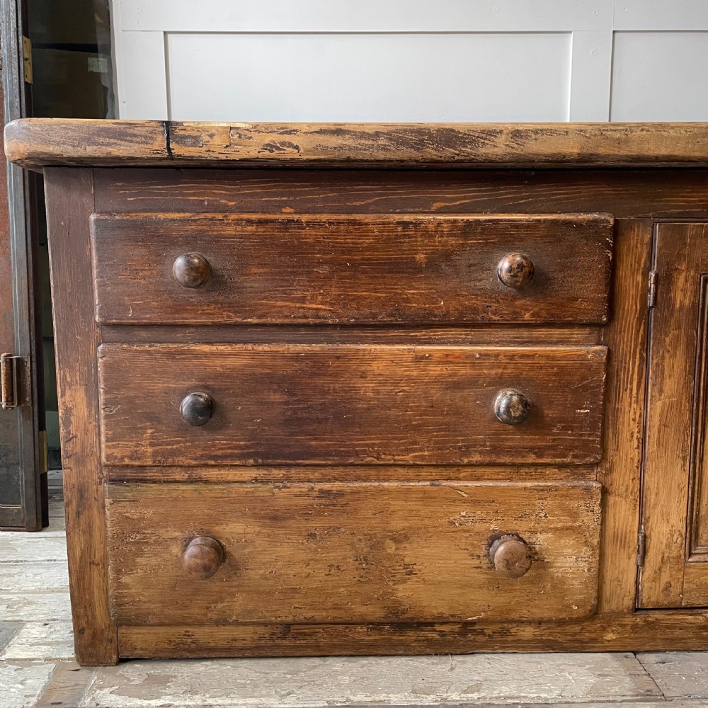 19th C. Pine & Sycamore Kitchen Prep Sideboard View IV
