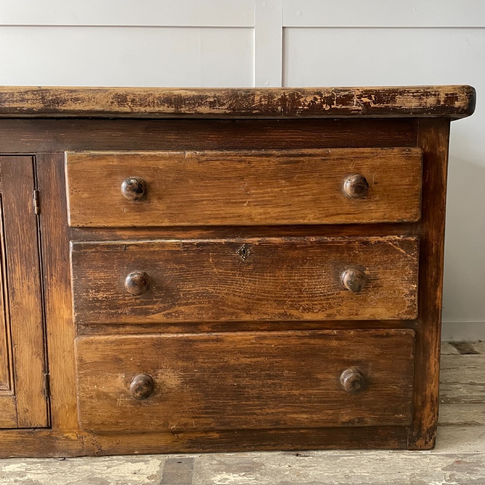 19th C. Pine & Sycamore Kitchen Prep Sideboard View VI