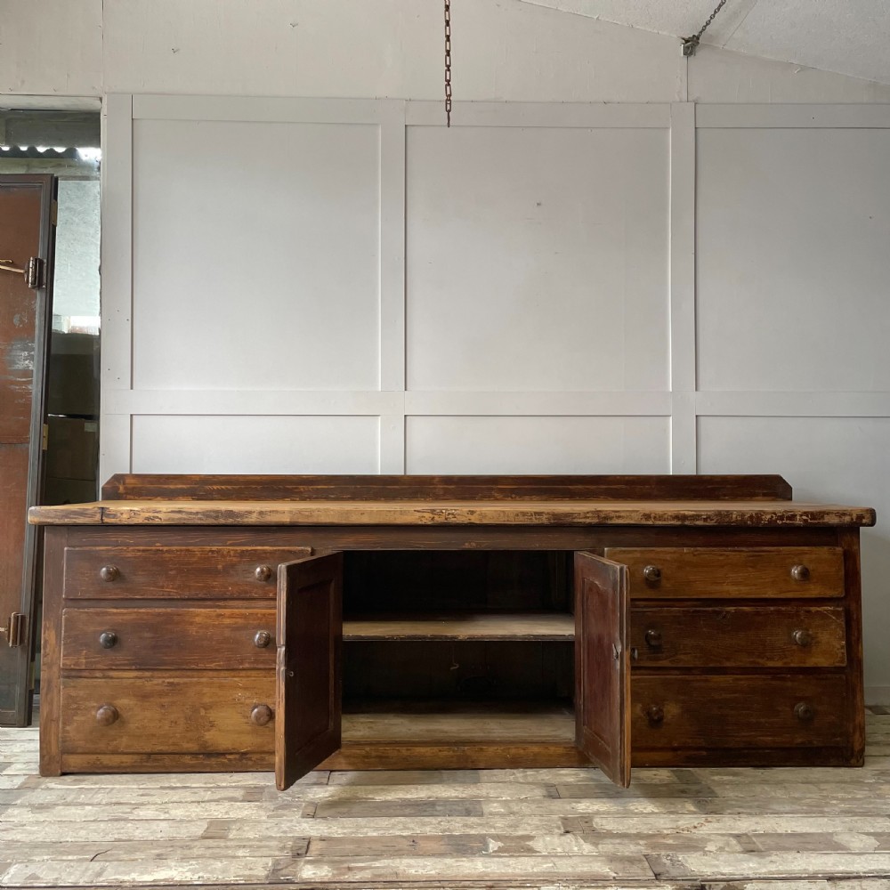 19th C. Pine & Sycamore Kitchen Prep Sideboard View VII