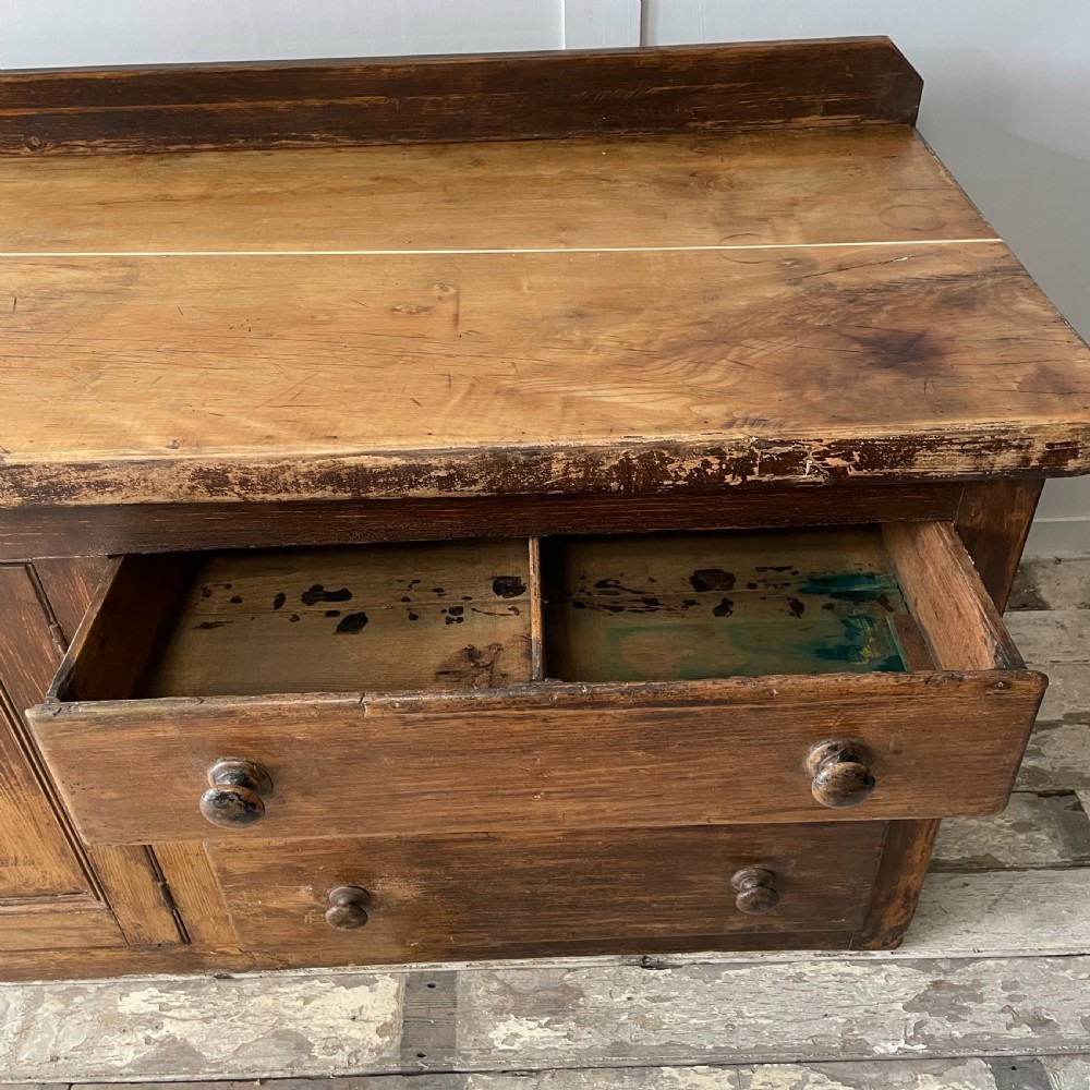 19th C. Pine & Sycamore Kitchen Prep Sideboard View VIII