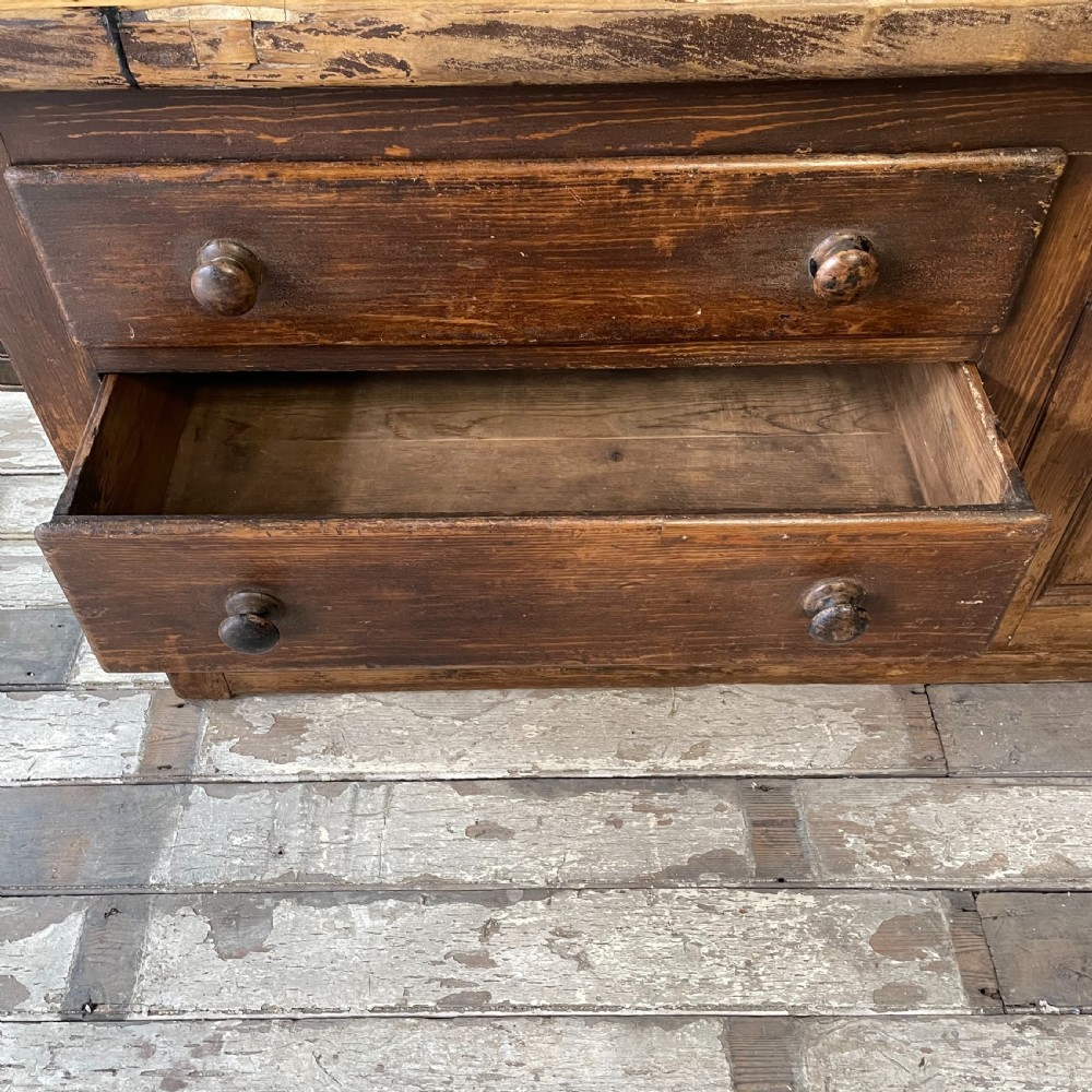 19th C. Pine & Sycamore Kitchen Prep Sideboard View IX