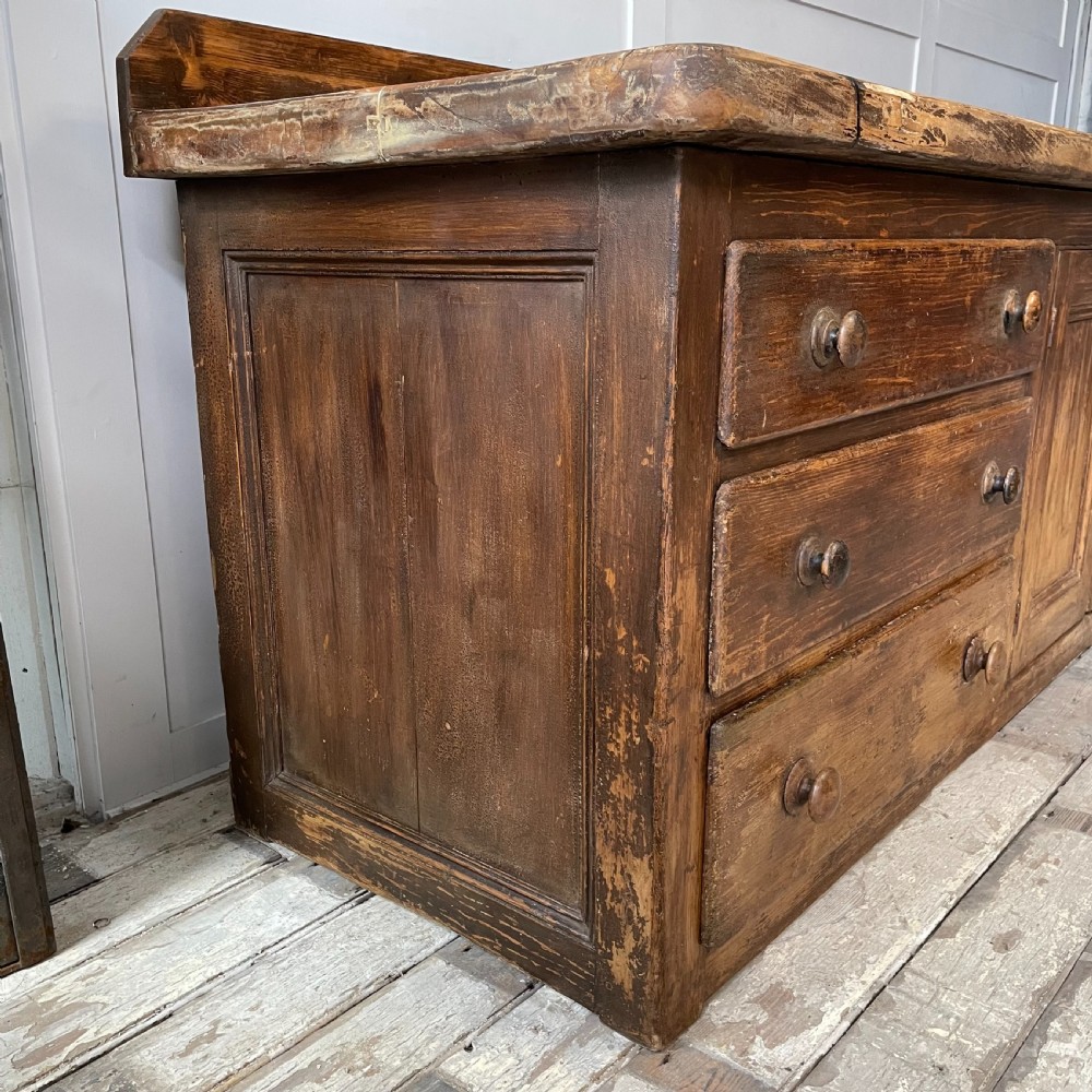 19th C. Pine & Sycamore Kitchen Prep Sideboard View X