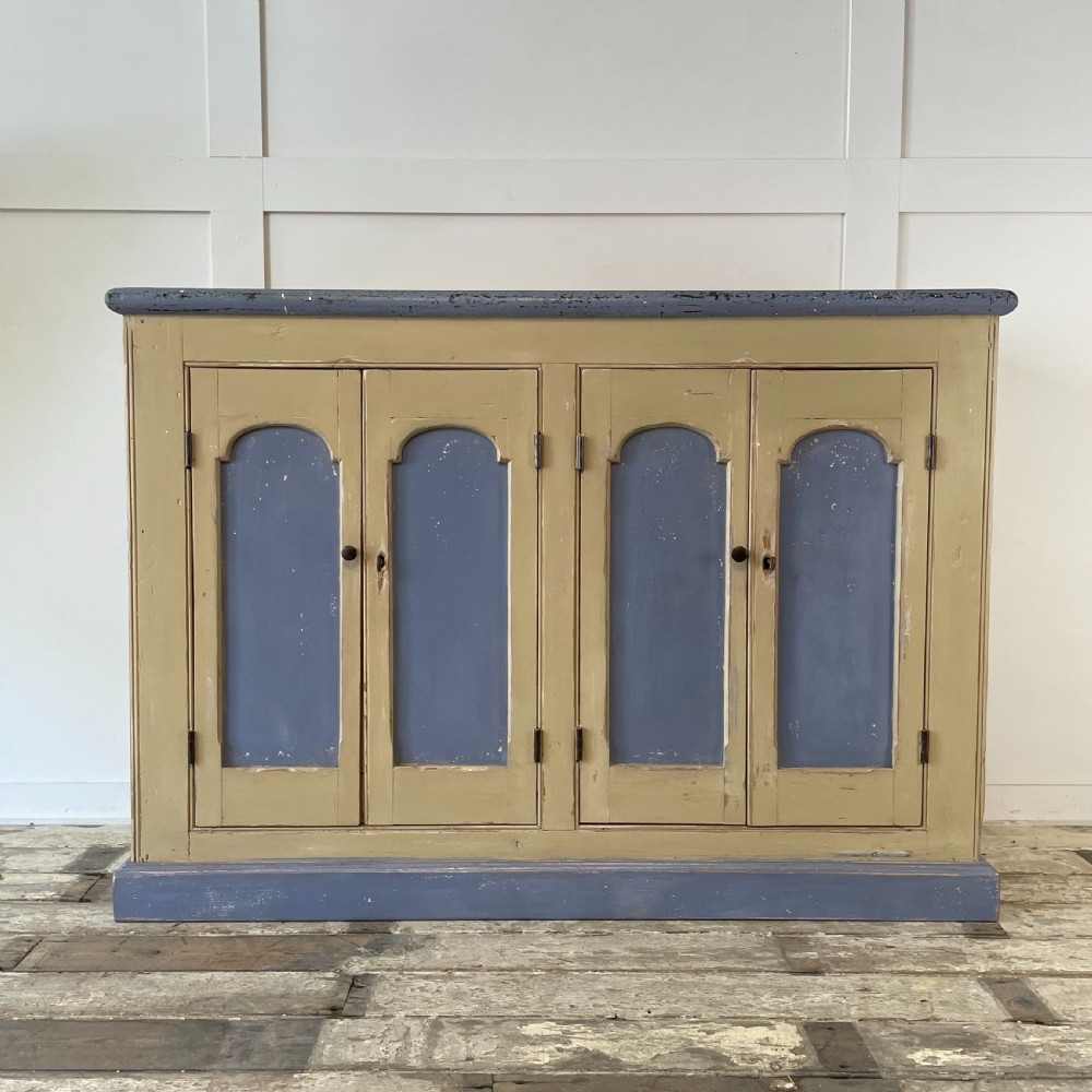 Victorian Pine Painted School Cupboard