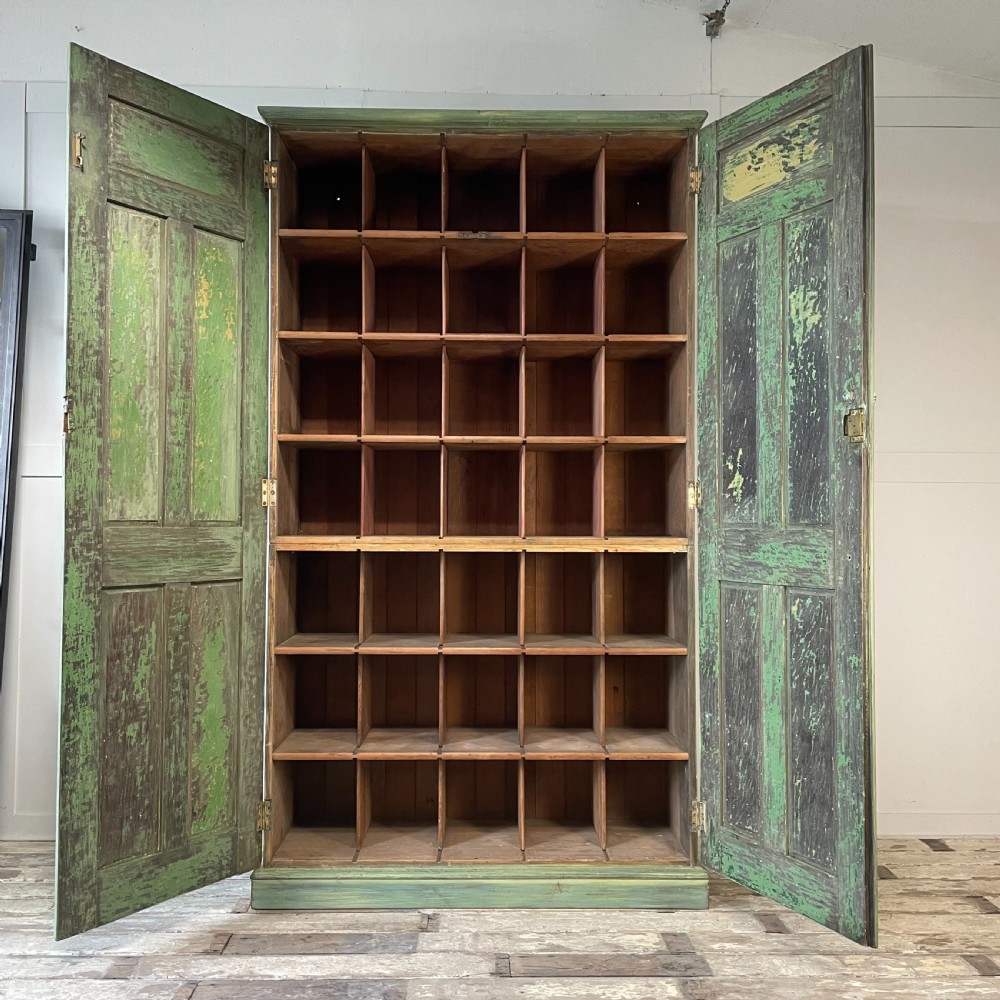 19th C. Painted Pine Pigeon Hole Cupboard View II