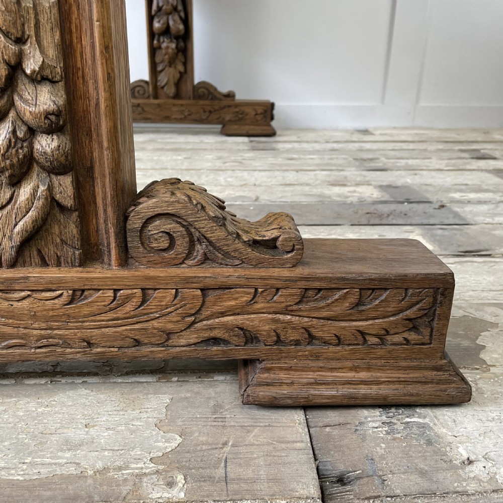 19th C. Carved Oak Library Table View VIII