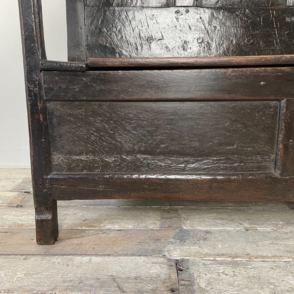 18th C. Oak Box Settle View II