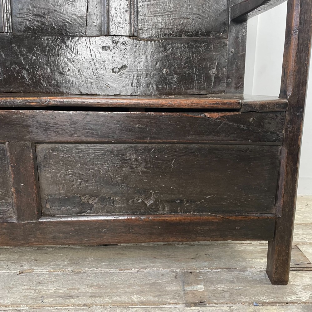 18th C. Oak Box Settle View III