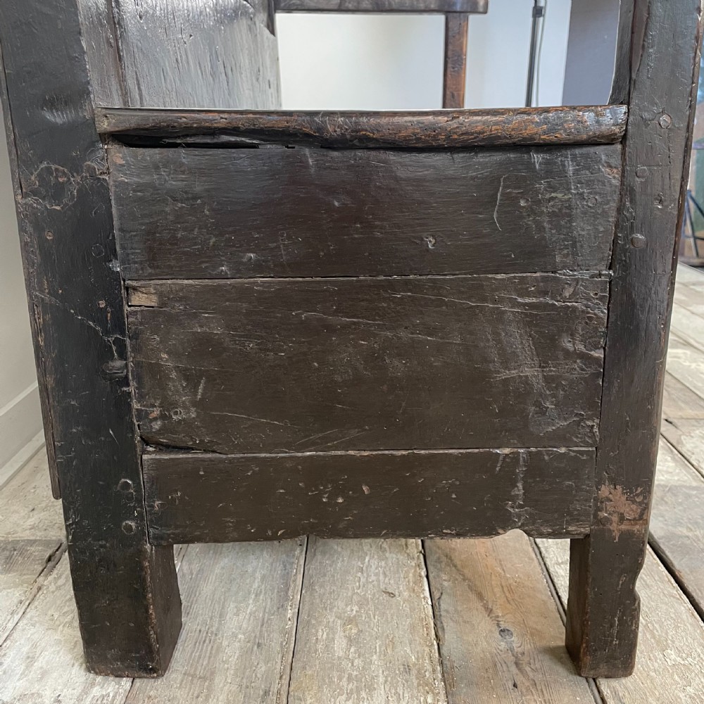 18th C. Oak Box Settle View XV