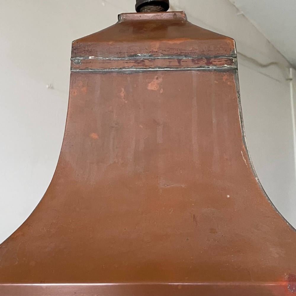Large 1930's Copper Lantern Pendant Light - G.E.C View XI