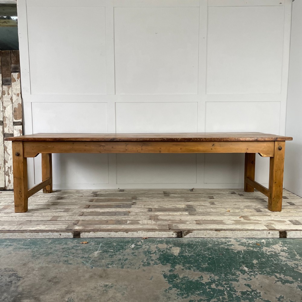 Long 19th C. Ash & Pine Dining Table