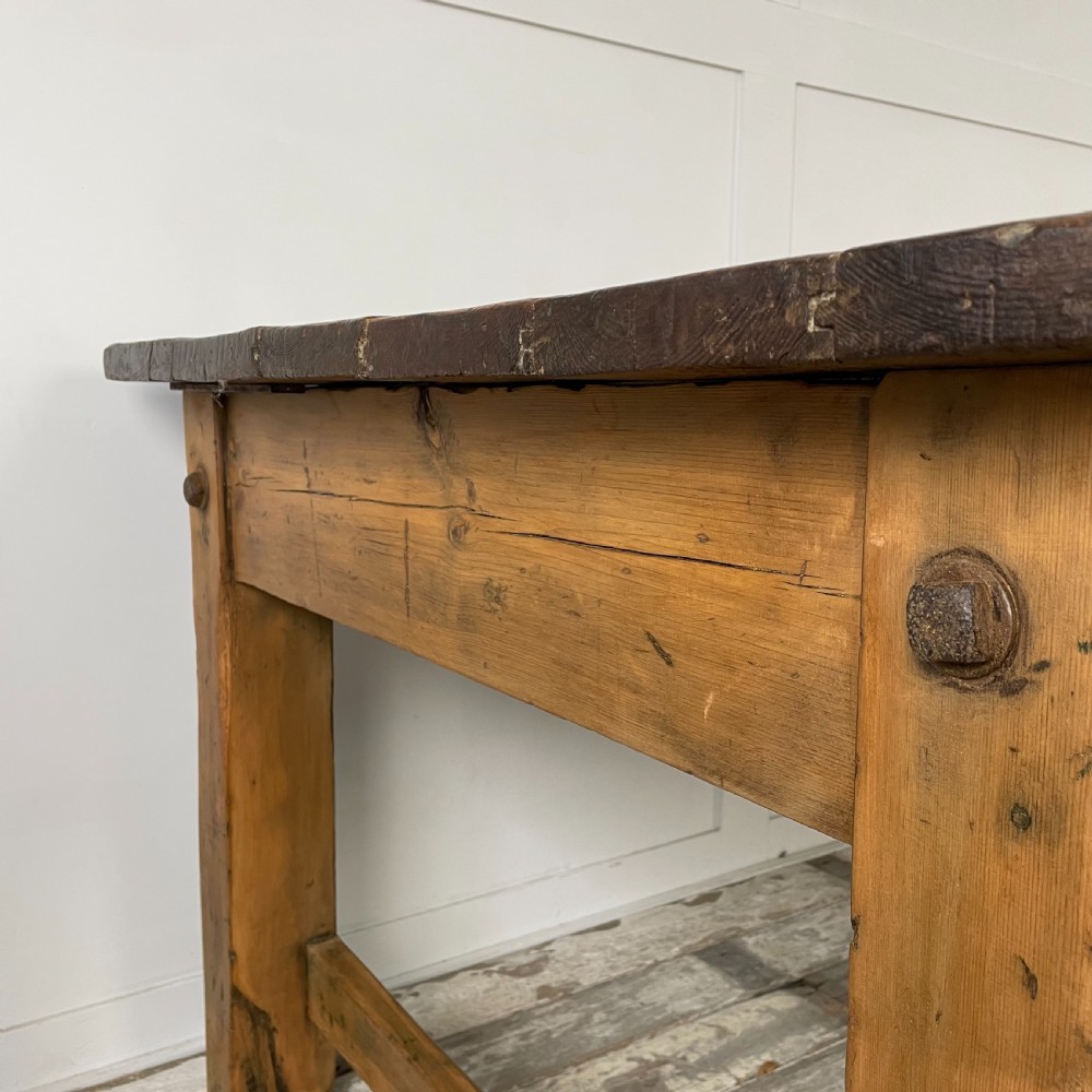 Long 19th C. Ash & Pine Dining Table View VII