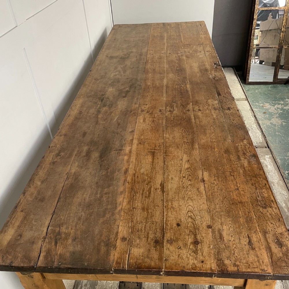 Long 19th C. Ash & Pine Dining Table View IX