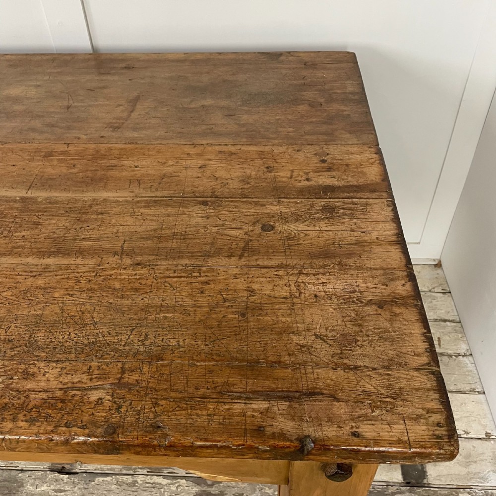Long 19th C. Ash & Pine Dining Table View XII