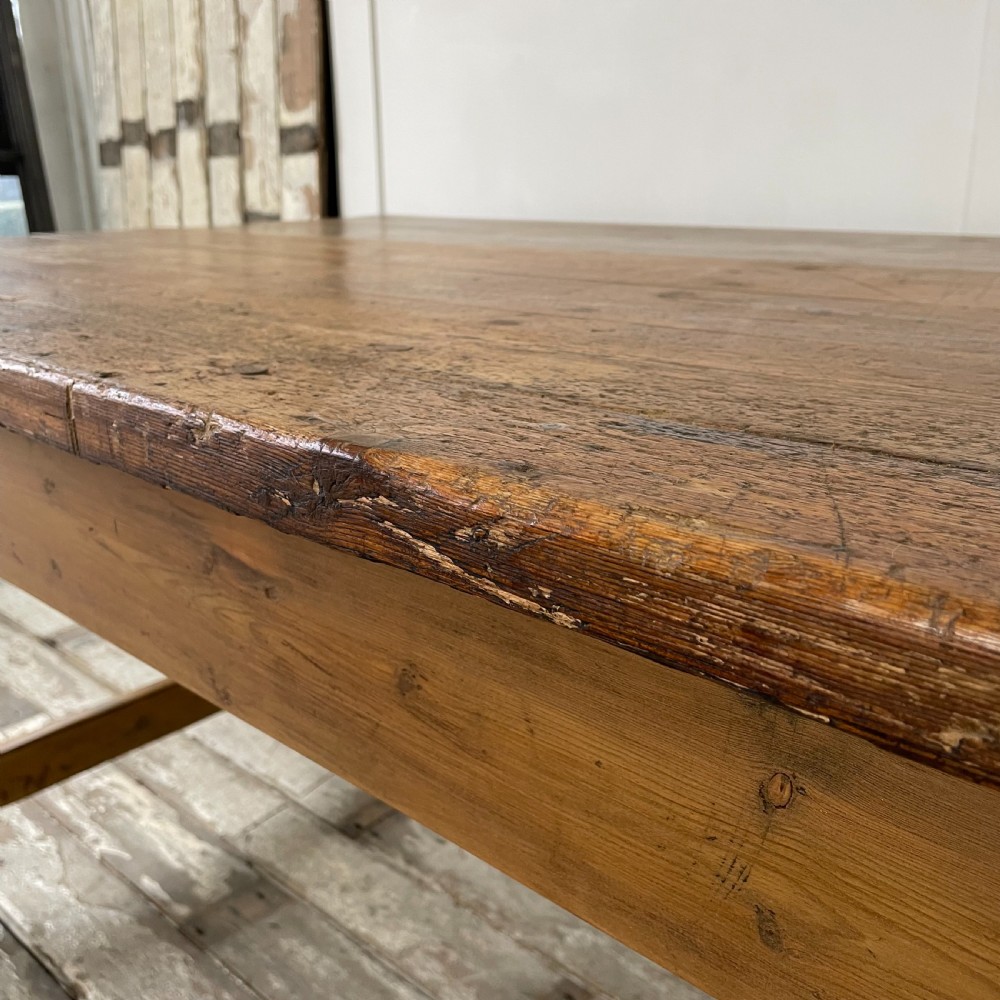 Long 19th C. Ash & Pine Dining Table View XIV