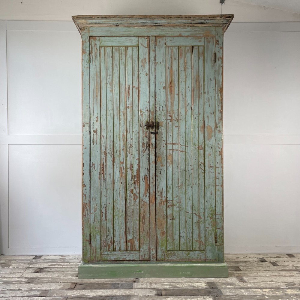 19th C. Painted Pine School Cupboard