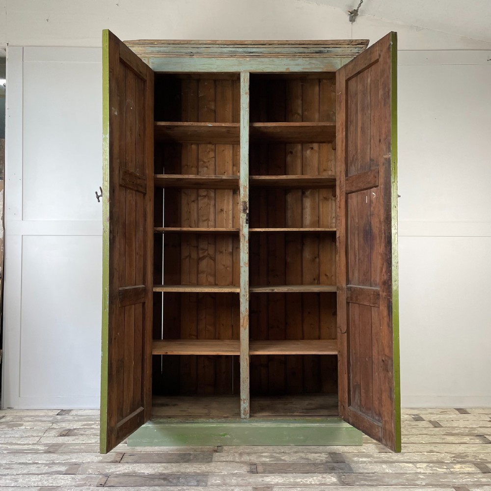 19th C. Painted Pine School Cupboard View II
