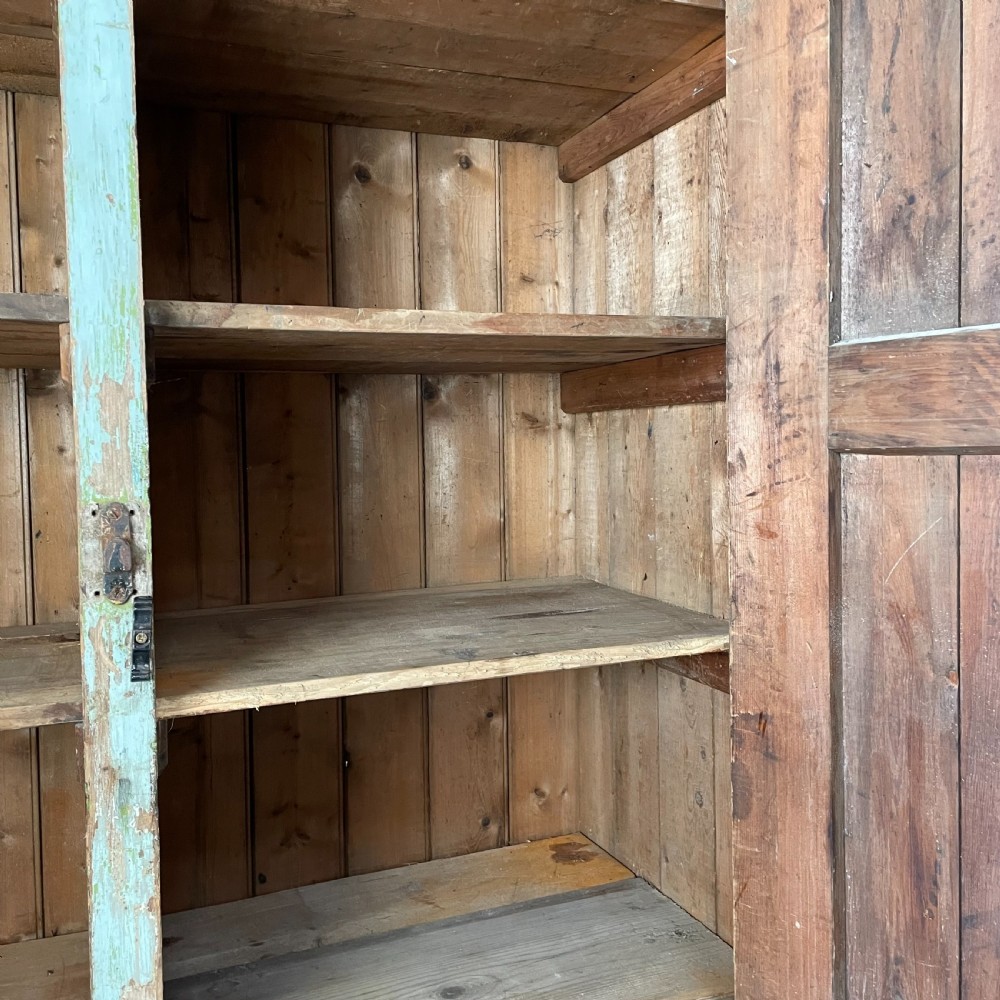 19th C. Painted Pine School Cupboard View III