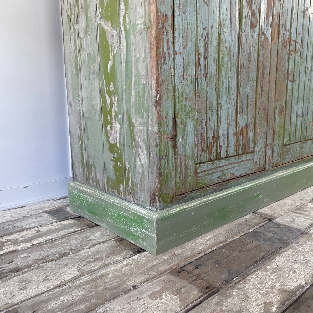 19th C. Painted Pine School Cupboard View V