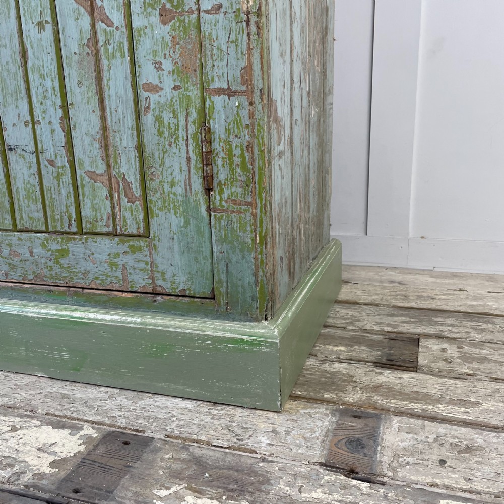 19th C. Painted Pine School Cupboard View VI