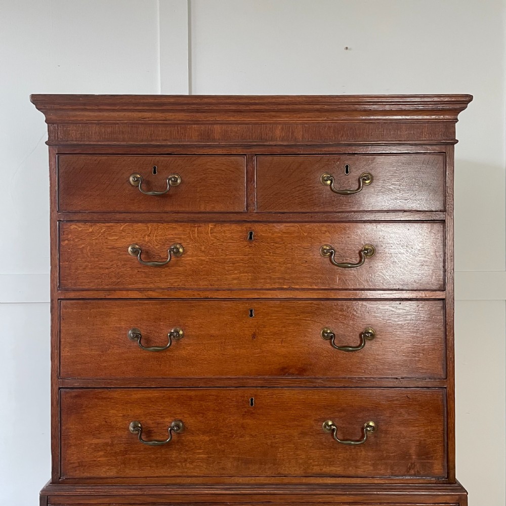 18th C. Oak Chest on Chest of Drawers View II