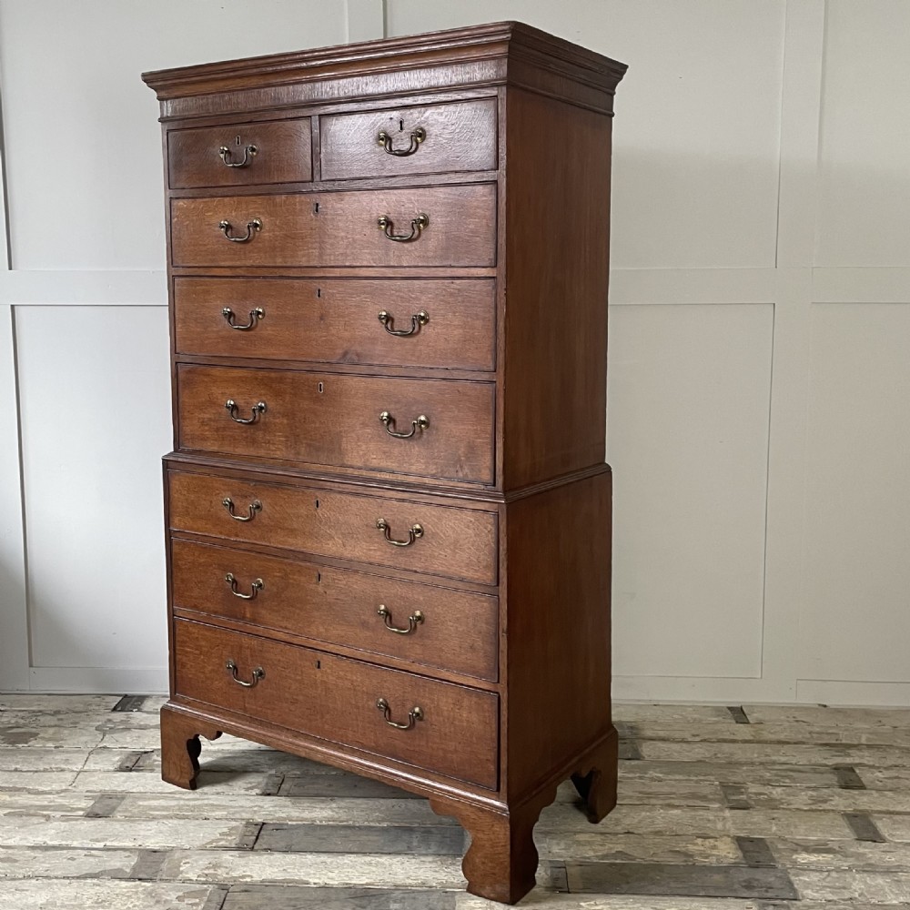 18th C. Oak Chest on Chest of Drawers View IX