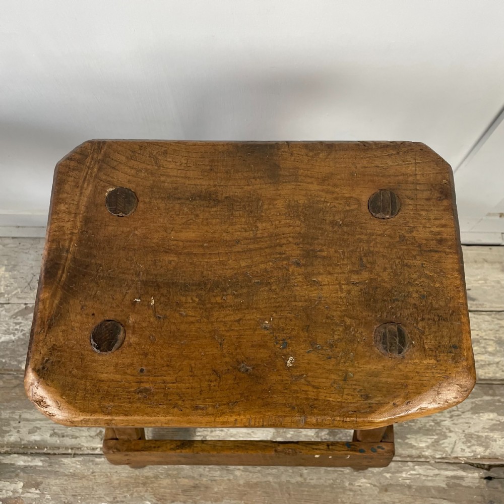 Pair 19th C. Pine and Elm Stools View III