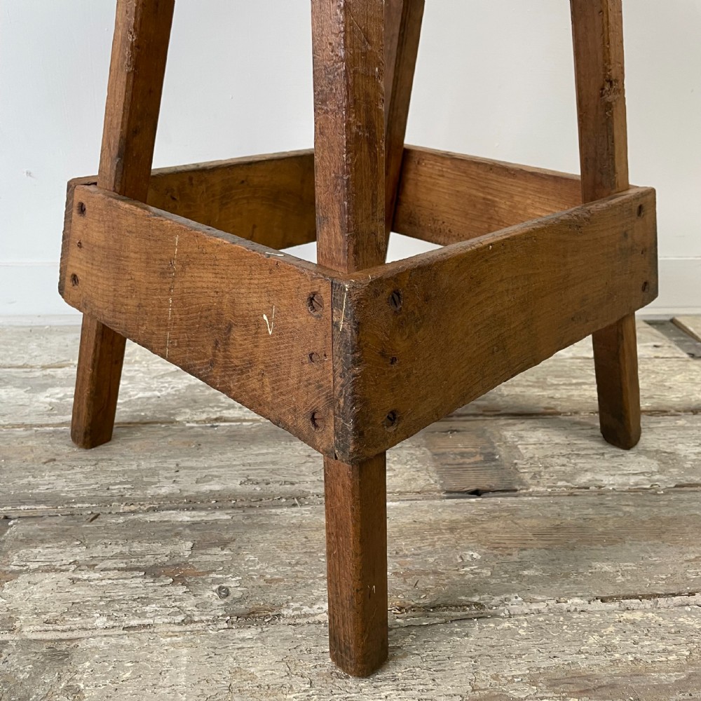 Pair 19th C. Pine and Elm Stools View IX