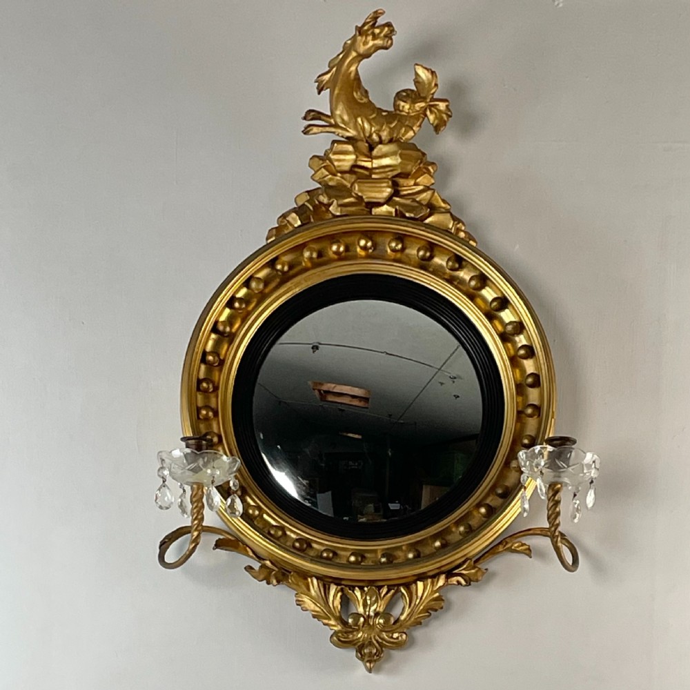 Regency Gilt Convex Girandole Mirror