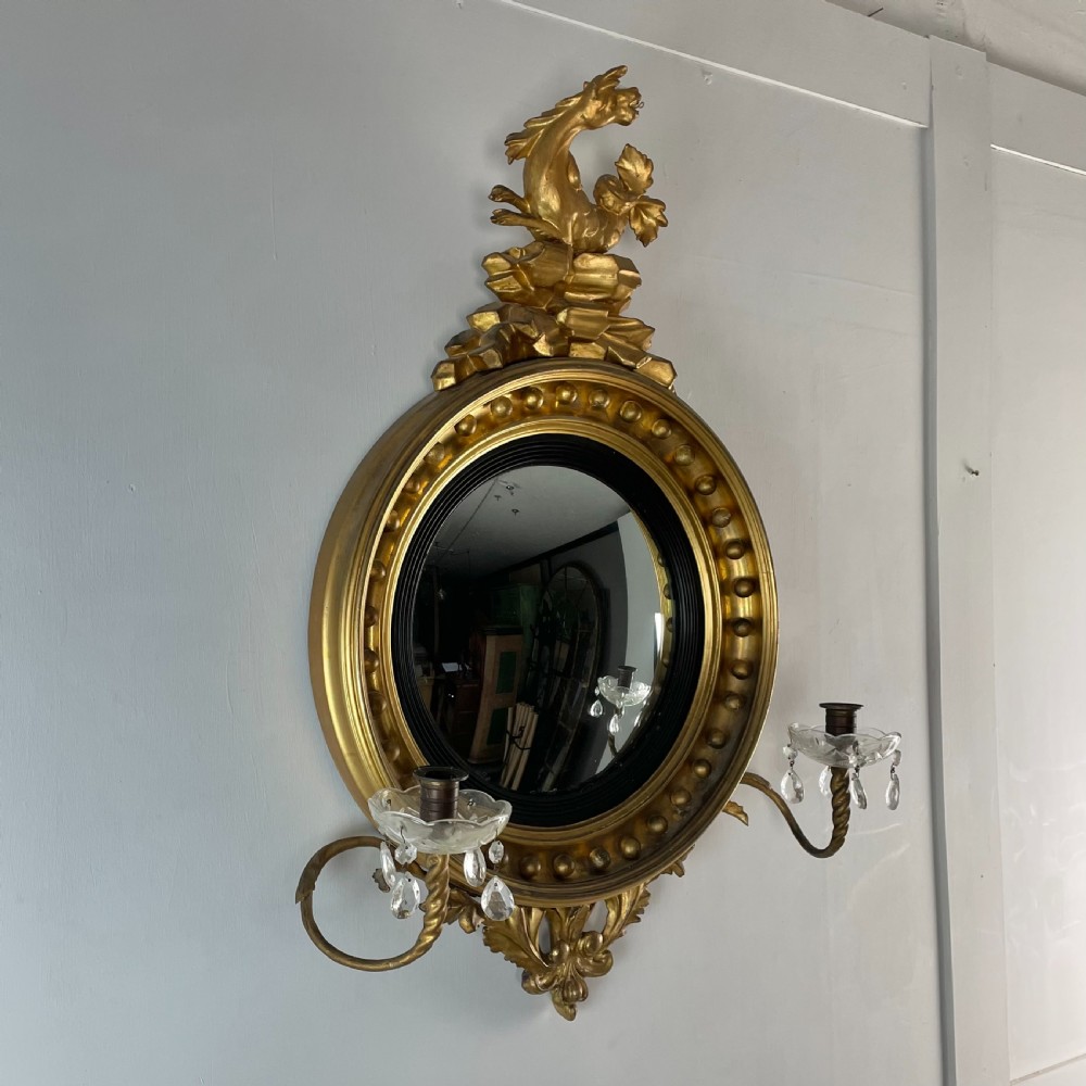 Regency Gilt Convex Girandole Mirror View II