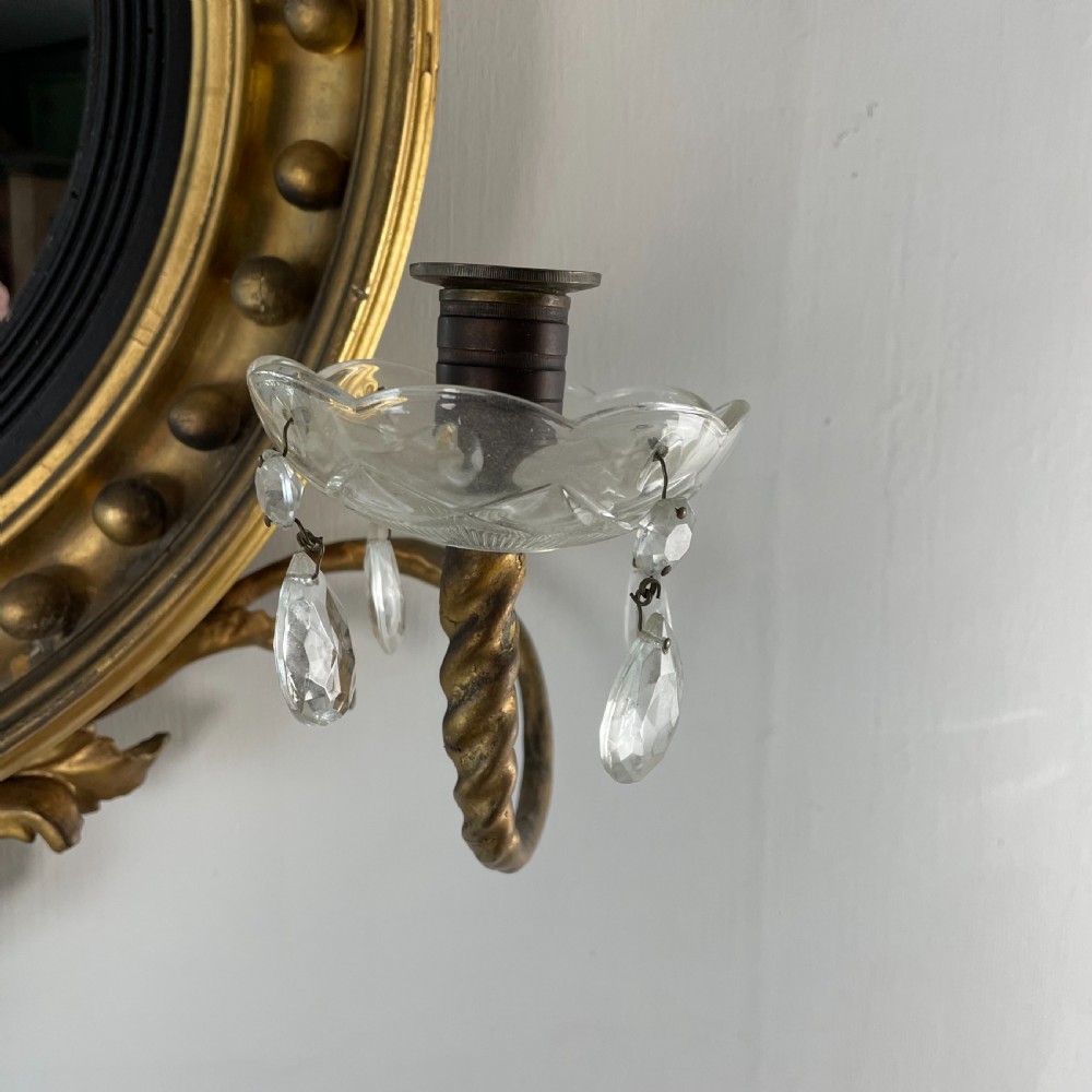 Regency Gilt Convex Girandole Mirror View V