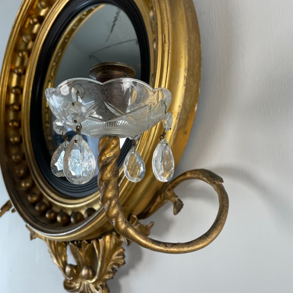 Regency Gilt Convex Girandole Mirror View VI